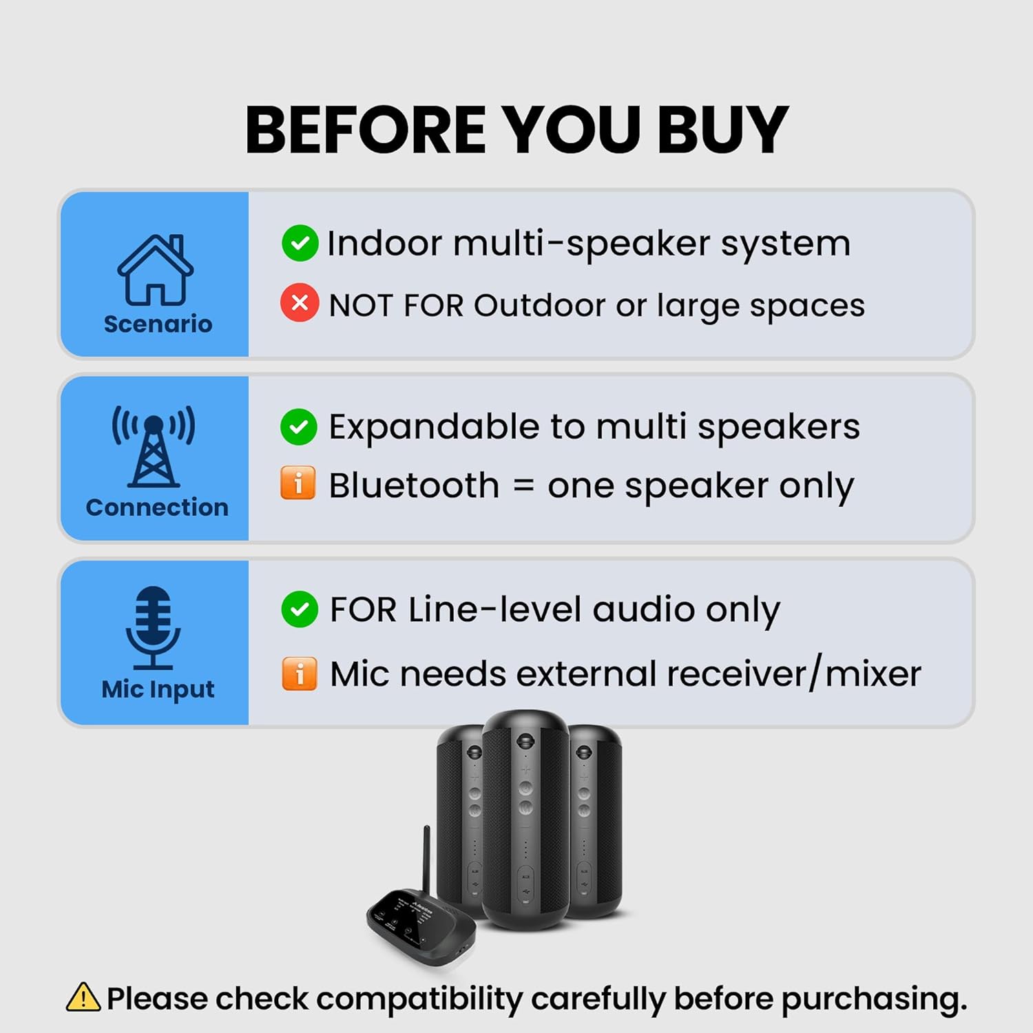 Avantree Harmony 2 - Wireless Stereo System for Multiple Rooms & Outdoor Party, 1 Transmitter & 6 Portable Bluetooth Speakers