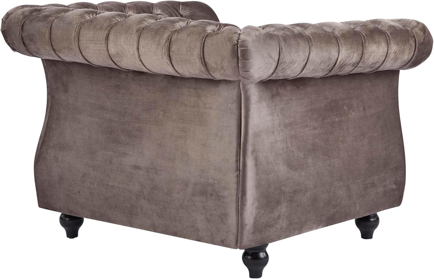 Christopher Knight Home Kitty Chesterfield Club Chair with Solid Wood Frame, Velvet Upholstered Living Room Chair, Button-Tufted Diamond Stitch Single Sofa, Nailhead Accent, Black + Dark Brown