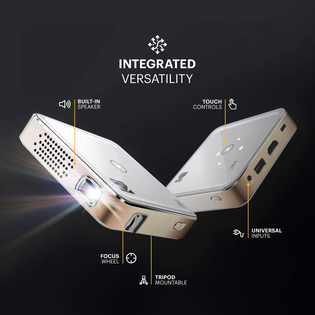 Kodak Ultra Mini Portable Projector - HD 1080p Support LED DLP Rechargeable Pico - 100 Display Built-in Speaker - HDMI USB and Micro SD - Compatible with iPhone iPad Android Phones"