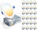 Ensenior 24 Pack 4 Inch LED Recessed Ceiling Light, Dimmable, 2700K-5000K 5CCT, 750LM 9W 120V, High Brightness Canless Wafer Downlight - ETL&FCC&IC
