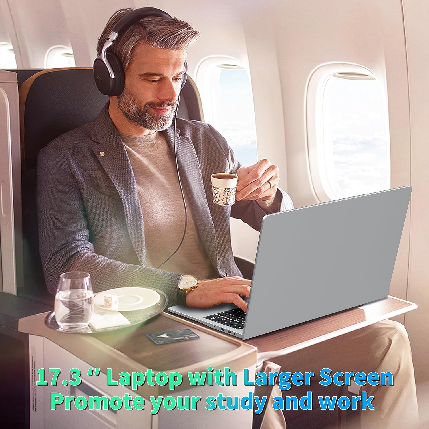 17.3" FHD(1920 x 1080) IPS Business Laptop Computer, 16GB DDR4 RAM 512GB SSD, Celeron N5095 Quad-Core Processor,Win 11 Pro PC, HDMI, Fingerprint Reader, Backlit KB,BT 5.0/WiFi,Silver
