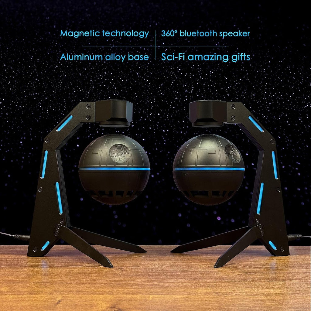 Magnetic Levitation Bluetooth Speaker, Aluminum Alloy Base, Floating & Spinning in air, 360° Surround Sound, Cool Sci-Fi Gadget for Men, Unique Home Office Desktop Decor