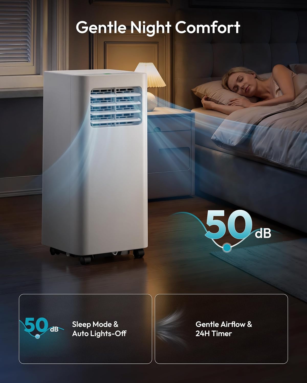 EUHOMY 8,000 BTU Portable Air Conditioners, 4-in-1 Air Conditioner Portable Up to 350 Sq.Ft., Portable AC Unit with Cool, Fan, Dehumidifier, Sleep, 24H Timer, Remote & Installation Kit, for Bedroom