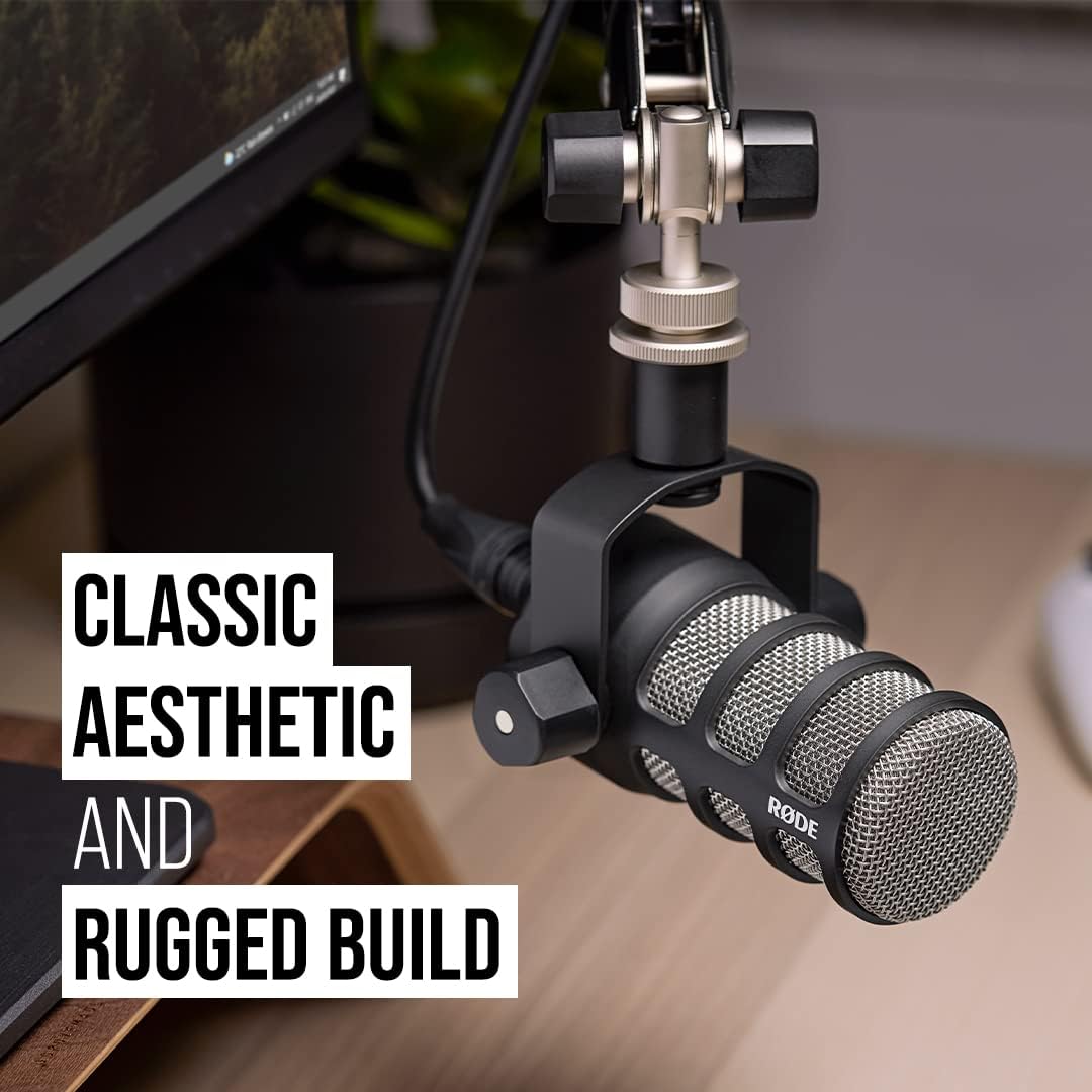 RØDE PodMic Cardioid Dynamic Broadcast Microphone — XLR Output ONLY, Requires Audio Interface (RØDECaster or similar). For USB Plug-and-Play, see PodMic USB.