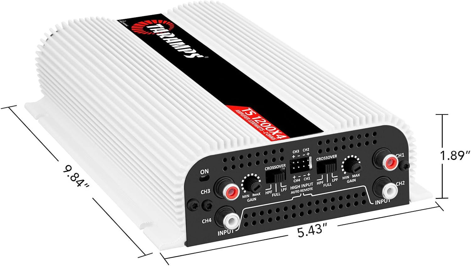 Taramps TS 1200x4 Amplifier Car Audio 1200W RMS 2 Ohms 4 Channels 2 Bridged Channels, Full Range Crossover Fixed RCA/Wire Input - Multichannel Class D