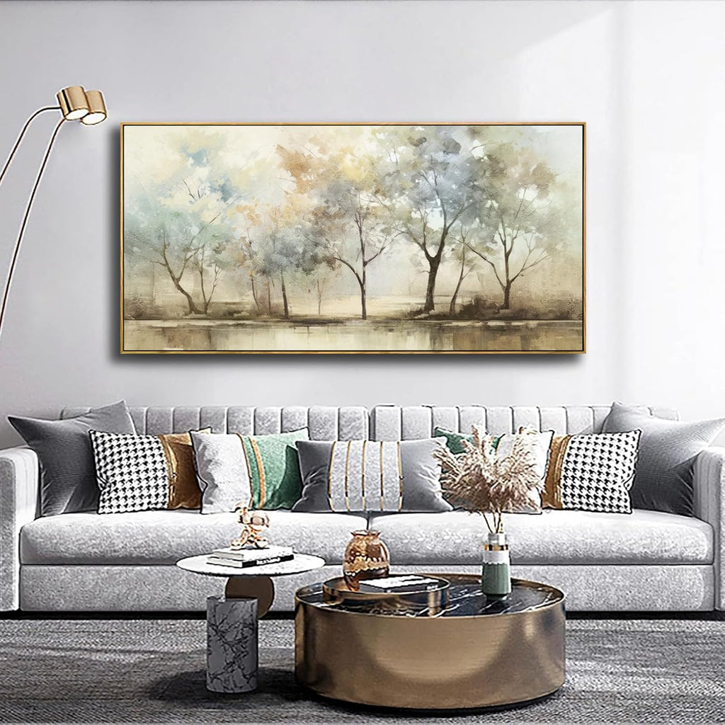 VHMING Abstract Wall Art Artwork Retro Trees Pictures Decor Canvas Painting Framed Ready to Hang Living Room Bedroom and Office Wall Decor 30x60 Inch