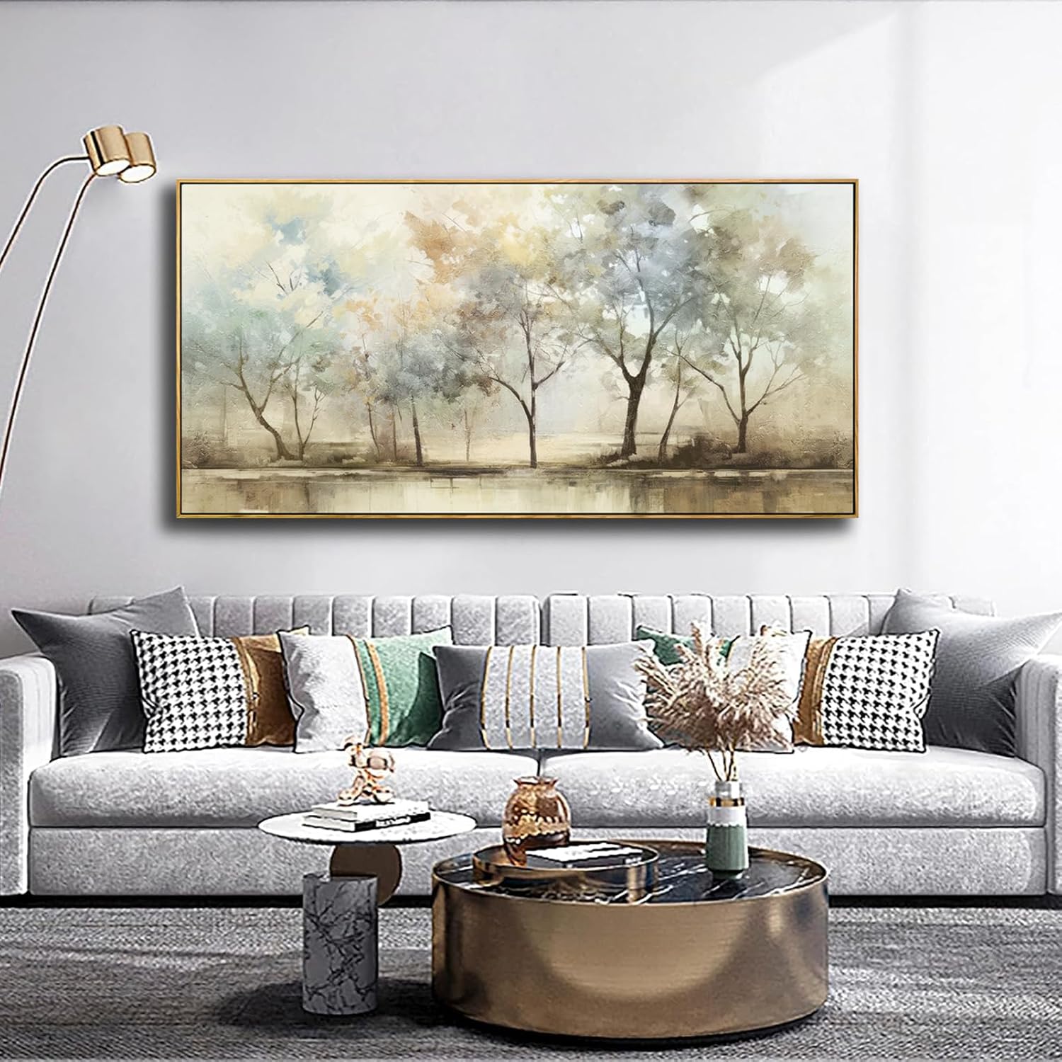 VHMING Abstract Wall Art Artwork Retro Trees Pictures Decor Canvas Painting Framed Ready to Hang Living Room Bedroom and Office Wall Decor 30x60 Inch