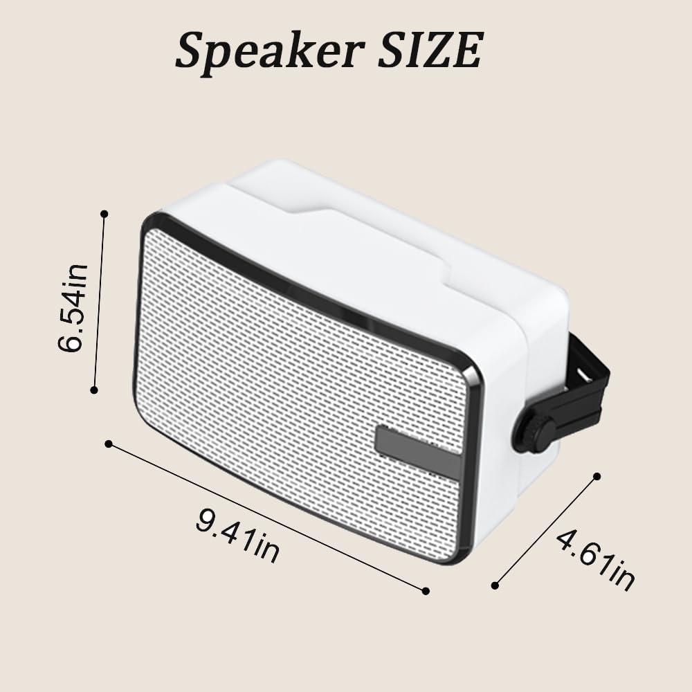 Outdoor Bluetooth Speakers 400w for Garage, Patio, Porch, Gazebo, Soffit, Entertainment Room. Wall Mount Speaker, Wireless Sync Up to 100 Speakers, IPX5 Waterproof (2 Pcs)