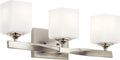 Kichler Marette 22.75" Vanity Light in Brushed Nickel, 3-Light Modern Bathroom Light with Satin Etched Cased Opal Glass, (22.75" W x 8" H), 55002NI