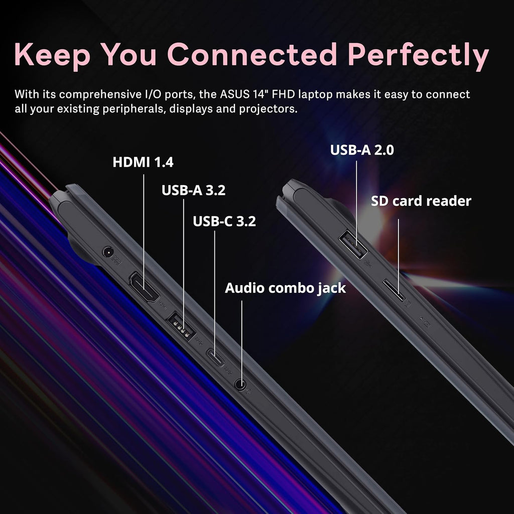 ASUS 14" FHD Laptop, Intel Pentium N6000 Processor, 4GB RAM, 224GB Storage(64GB eMMC+160GB Docking Station Set), Intel UHD Graphics, Webcam, Bluetooth, Win 11, Star Black