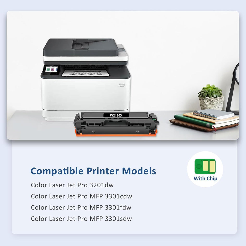 218X Toner Cartridges 4 Pack Pro MFP 3301fdw 3201dw Toner Compatible for HP 218X High Yield 218A for Color LaserJet Pro 3201dw MFP 3301 Series 3301sdw 3301cdw Printer Ink W2180X W2180A (with Chip)