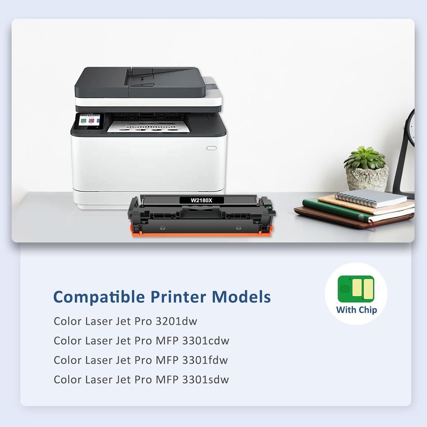 218X Toner Cartridges 4 Pack Pro MFP 3301fdw 3201dw Toner Compatible for HP 218X High Yield 218A for Color LaserJet Pro 3201dw MFP 3301 Series 3301sdw 3301cdw Printer Ink W2180X W2180A (with Chip)