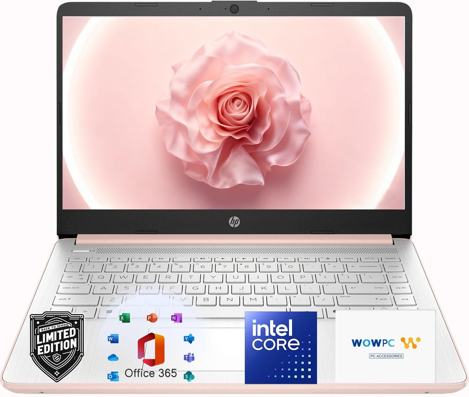 HP 14″ Rose Gold Lightweight Laptop • Microsoft 365 & Copilot AI • Intel 4-Core N150 CPU • 4GB RAM Memory & 128GB SSD + 1TB Cloud Storag • Windows 11 • Portable Student Laptop