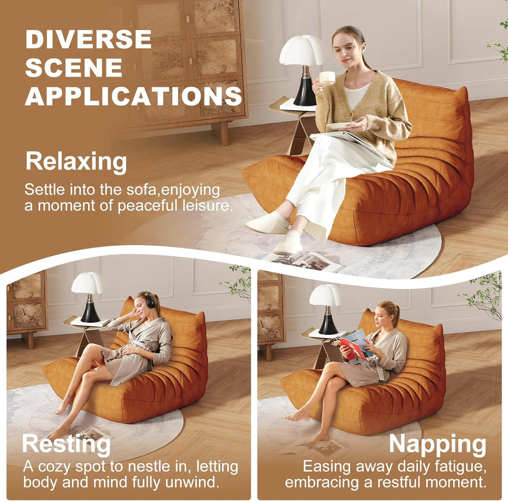 Snug Sofee Bean Bag Chair for Adults, Bean Bag Sofa - Adult Size with Soft Waterproof Fabric for Living Room, Apartments, Reading Corner, Gaming, and Movie Venue (DarkOrange)