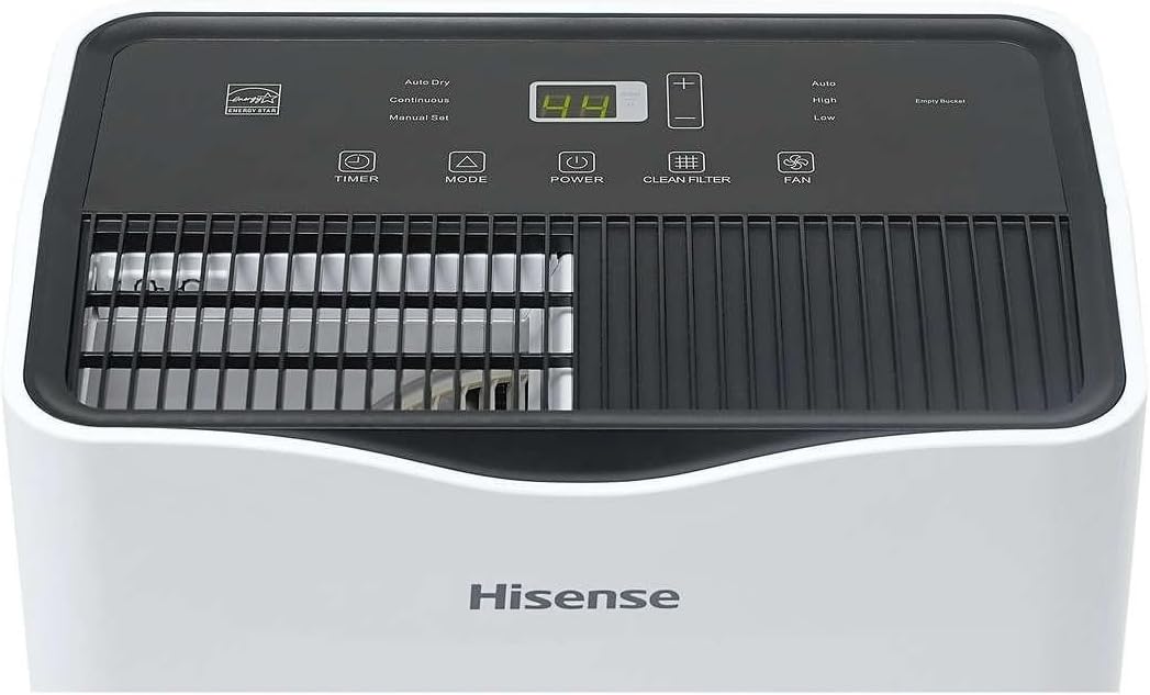 Hisense 35 Pint 3,000 sq. ft. Portable Dehumidifier, Low Noise Airflow System, 3-Speed, Removable Washable Filter, Easy-carry handle - HD3524
