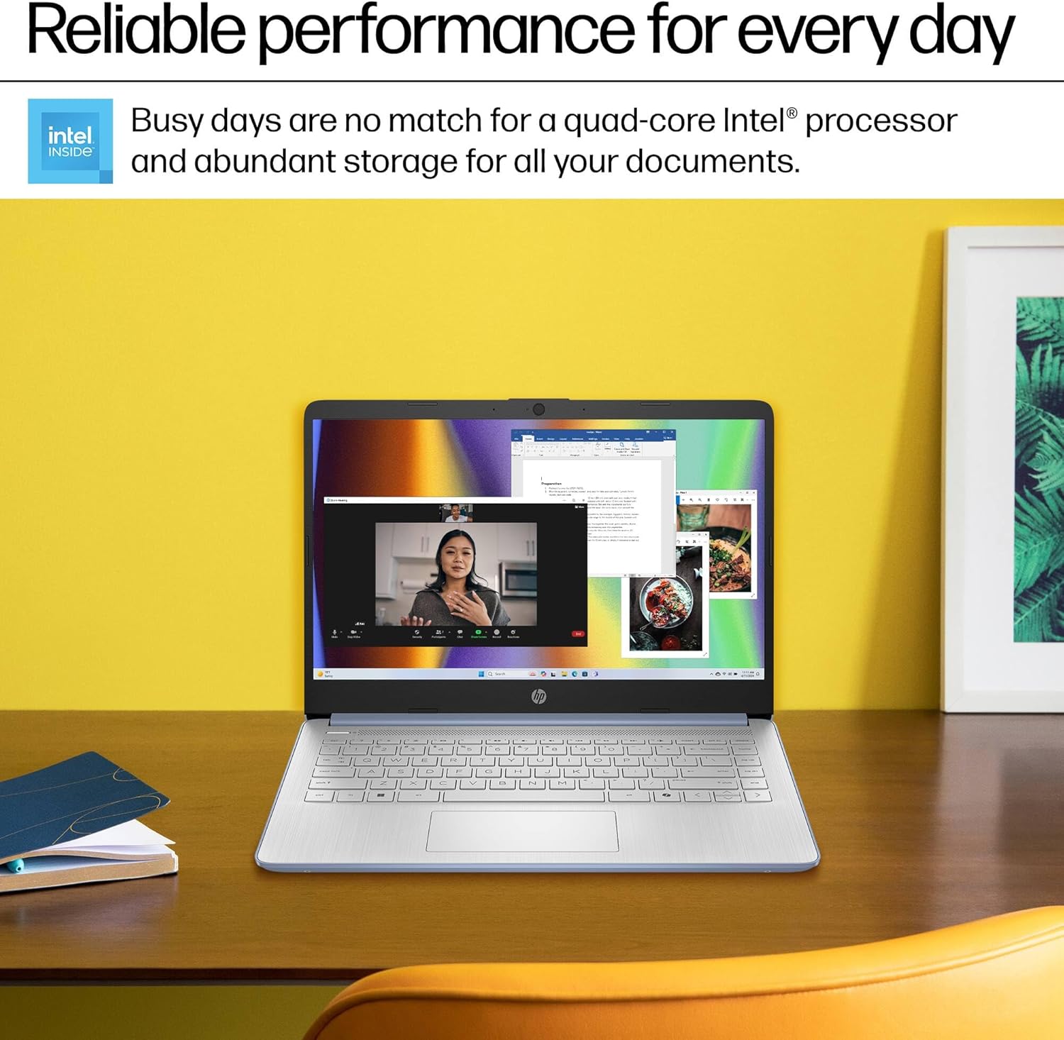 HP Laptop Computer for Students, 2026 Edition AI PC, 1 Year Office 365, Intel Processor, 16GB RAM, 128GB UFS, 500GB External HDD, Long Battery Life, Webcam, WiFi 6, Windows 11 Home S, Sky Blue