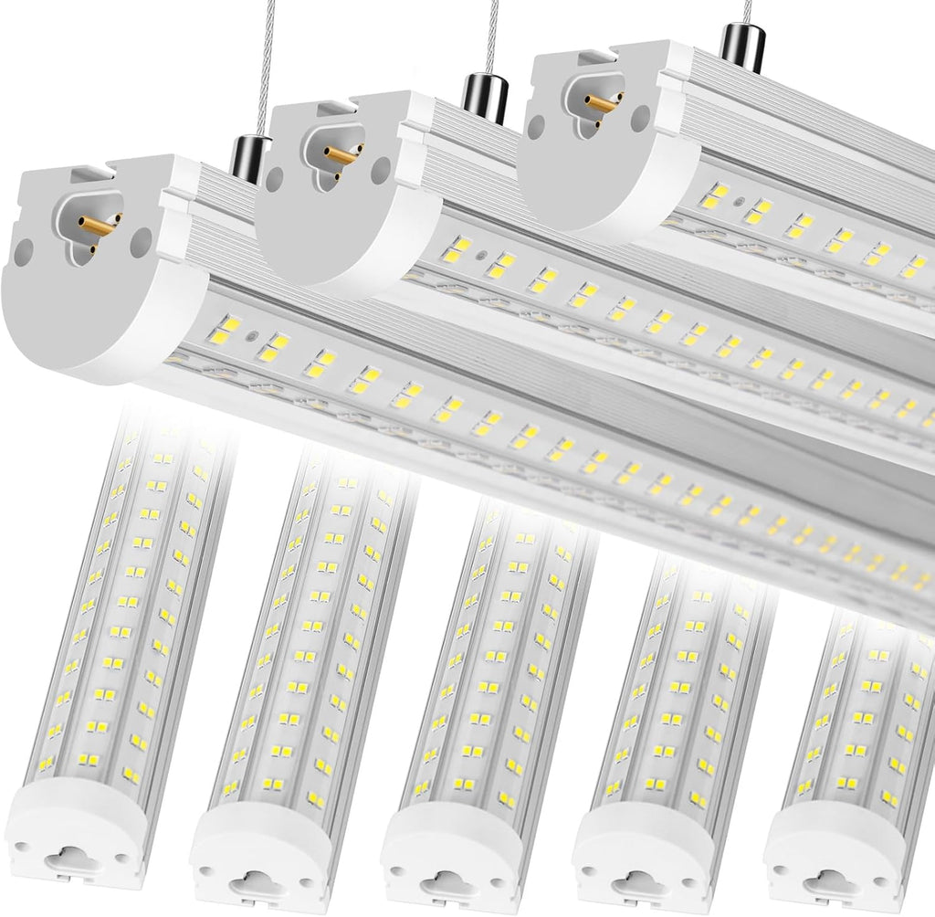 8FT U Shape 125W Integrated LED Tube Light, 6500K Clear White, 20000LM Super Bright, Flush Mount/Hanging, Linkable Shop Lights for Garage Workshop, Plug&Play, 8 Pack