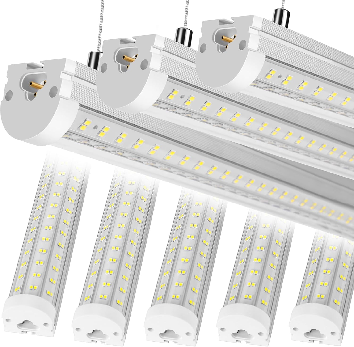 8FT U Shape 125W Integrated LED Tube Light, 6500K Clear White, 20000LM Super Bright, Flush Mount/Hanging, Linkable Shop Lights for Garage Workshop, Plug&Play, 8 Pack