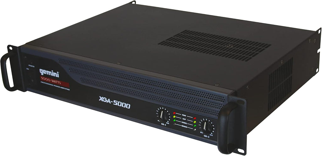 Gemini Professional 1300W 2-Channel Power Amplifier – High-Powered DJ & PA Audio Amp with XLR/RCA Inputs, Bridge Mode, Built-in Protection & Cooling for Live Sound & Installations (XGA-5000)