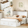 Yoobure Queen Murphy Bed with Charging Station - Modern Queen Bed Frame with Storage, Foldable Platform Cabinet Beds with Drawer, Wood Hideway Bedframe for Guest & Living Room, Bedroom, Office, White