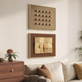 Framed Wood Wall Art Set of 2, Large 3D Textured Modern Minimalist Geometric Wooden Wall Decor, Neutral Brown Artwork for Living Room, Hallway, Dining Room, Bedroom, Office Aesthetic