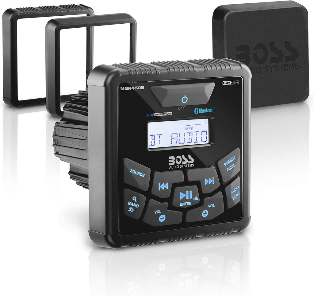 BOSS Audio Systems MGR450B Marine Gauge Receiver - Bluetooth, Digital Media MP3 Player, No CD Player, USB Port, AM/FM Radio, NOAA Weather Band Tuner, Weatherproof