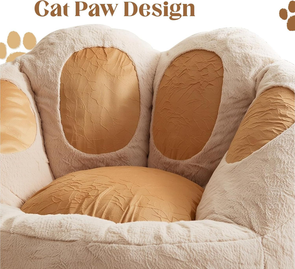 Achicsofar Bean Bag Chair for Adults Teens, Gaint Faux Fur Cat's Paw Shape Beanbag Chairs Memory Foam Filled Accent Floor Sofa for Reading, Gaming, Relaxing in Living Room, Bedroom, Dorm