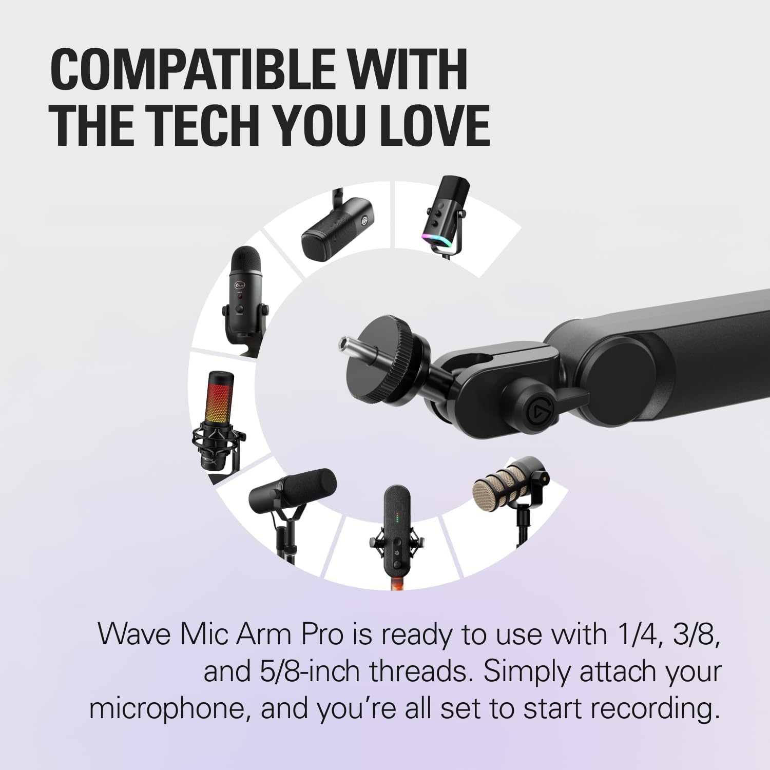 Elgato Wave Mic Arm Pro - 360° Rotatable Low Profile Gas Spring Microphone Arm, Works Mics/Shure SM7B/HyperX QuadCast/Rode/Blue Yeti & More – for Broadcasting/Podcasting/Streaming