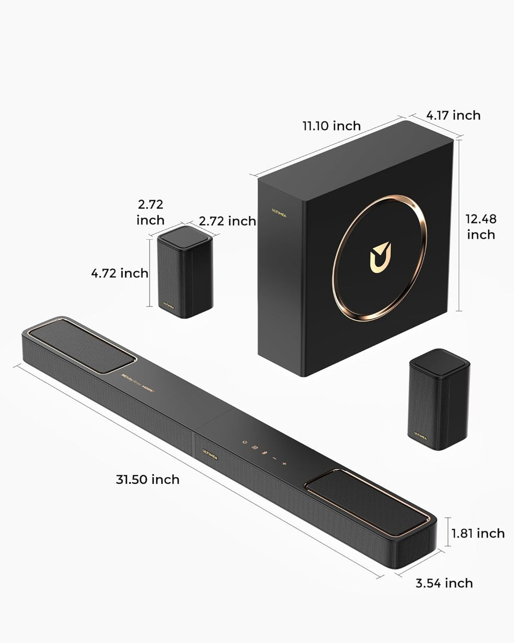 ULTIMEA 5.1.2ch Sound Bar with Dolby Atmos, Surround Sound System for TV with 2 Surround Speakers, Sound Bar for Smart TV, Soundbar for Home Theater, BT 5.4, HDMI eARC, Skywave F40 (New, 2026 Model)