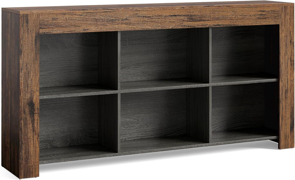 LITTLE TREE TV Stand with Storage, 63-Inch Entertainment Center with Shelves, Modern Media Console for Television up to 65" for Living Room, Bedroom, Brown + Black