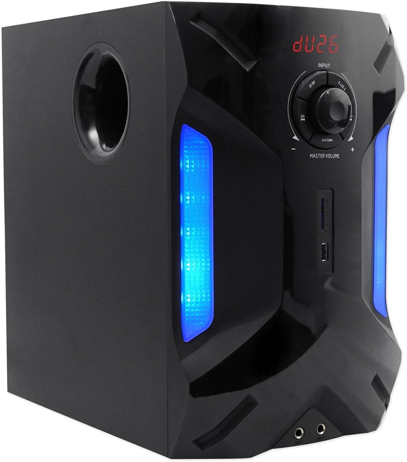 Rockville HTS56 1000W 5.1 Channel Home Theater System, Bluetooth, USB, 8" Subwoofer, LED Light Effects, Remote Control, Optical Input, for Movies, Music & Karaoke