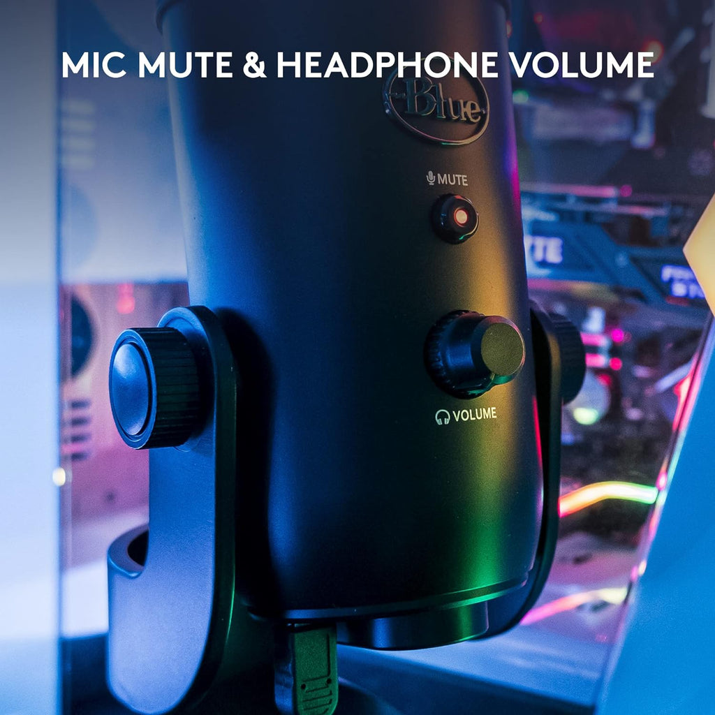 Logitech Creators Blue Yeti USB Microphone for PC, Mac, Gaming, Recording, Streaming, Podcasting, Studio and Computer Condenser Mic with Blue VO!CE effects, 4 Pickup Patterns, Plug and Play - Blackout