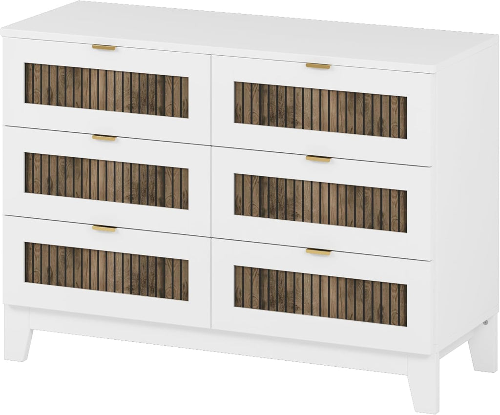 SOFTSEA 4 Piece Farmhouse Queen Size Bedroom Set with Storage, Solid Wood Platform Bed with Wooden Strip Decoration Headboard, 4 Piece Bedroom Furniture Set, White
