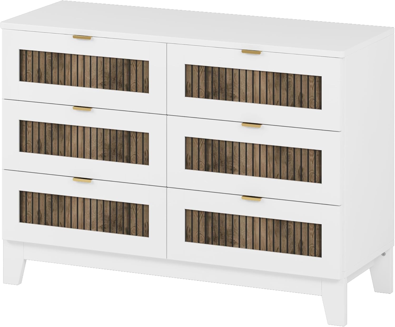 SOFTSEA 4 Piece Farmhouse Queen Size Bedroom Set with Storage, Solid Wood Platform Bed with Wooden Strip Decoration Headboard, 4 Piece Bedroom Furniture Set, White