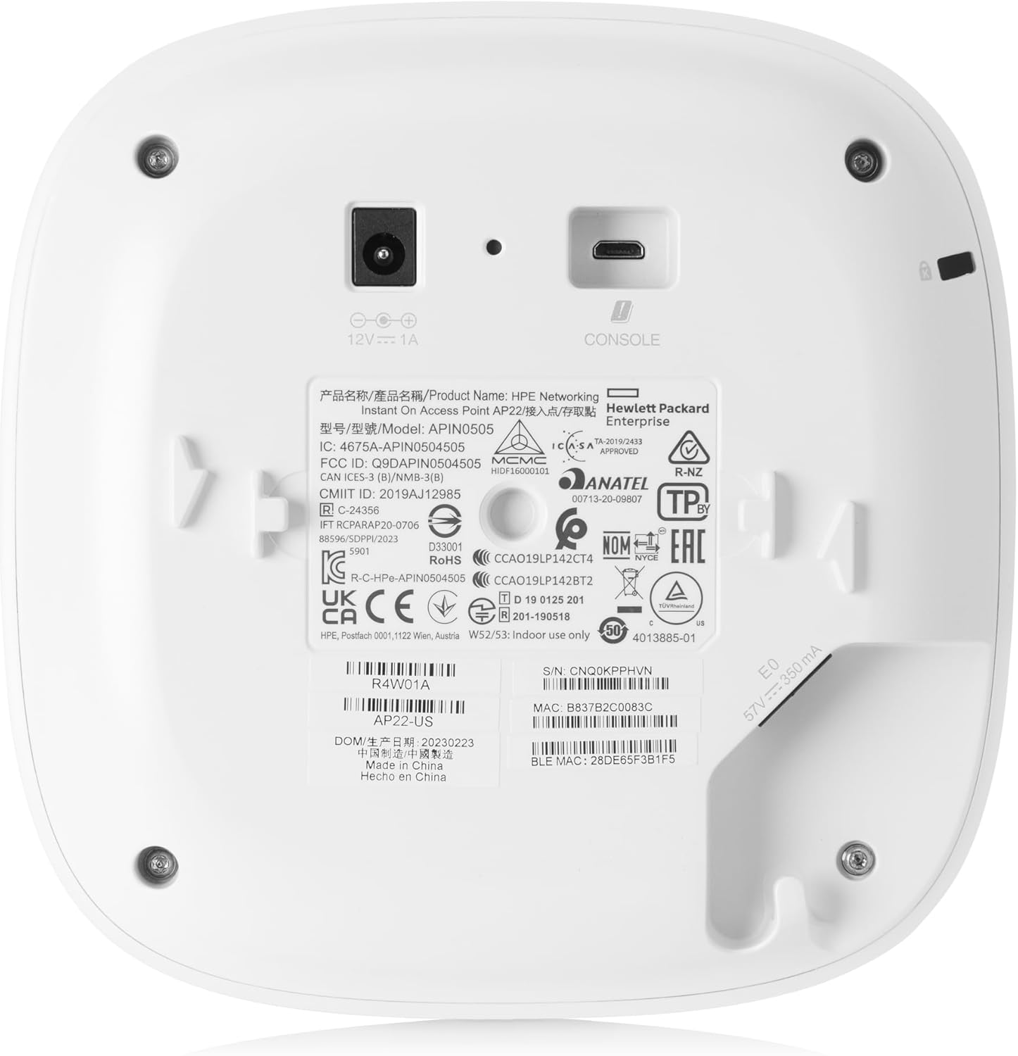 HPE Networking Instant On Access Point AP22 2x2 WiFi 6 Indoor Wireless Access Point | Long Range, Secure, Smart Mesh Support | Power Source Not Included | US Model (R4W01A)