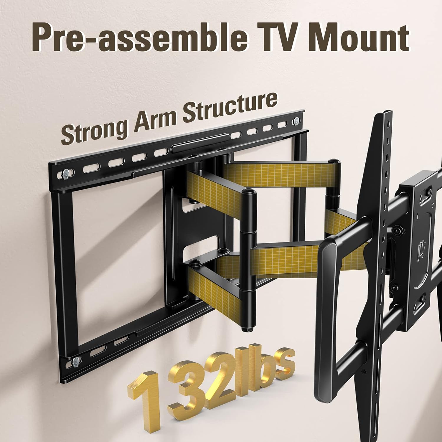 Mounting Dream Full Motion TV Wall Mount for Most 42-90 Inch TVs, Heavy Duty Wall Mount TV Bracket with 6 Strong Articulating Arms, Max VESA 600x400mm, Up to 132LBS, Fits 16/18/24'' Wood Studs, MD2298