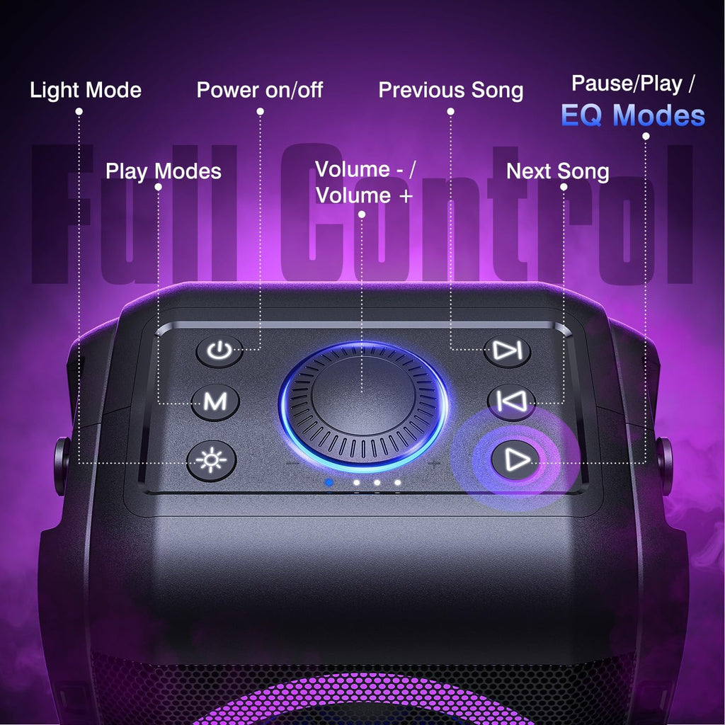 W-KING Party Bluetooth Speaker Boom Box, 180W Max Big Large Loudest Wireless Outdoor Portable Speaker 4 Drivers with 2*4.04'' Subwoofer, 80W HD Huge 105dB Pulse Natur Deep Bass, IPX5/24H/EQ/USB/TF/AUX