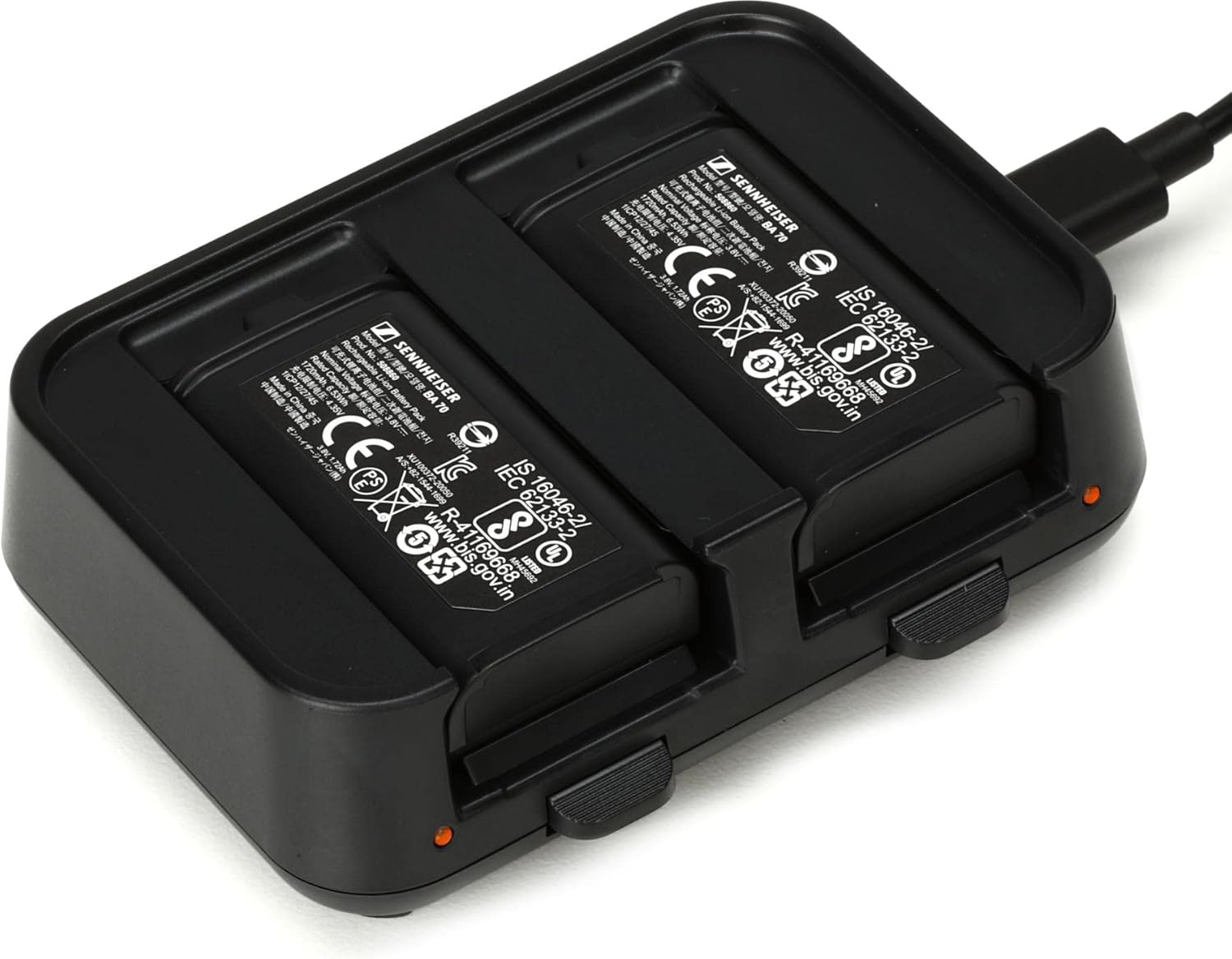 Sennheiser Pro Audio EW-D Charging Set, Dual-Bay Charger w/ 2 Lithium-Ion BA-70 Battery Packs