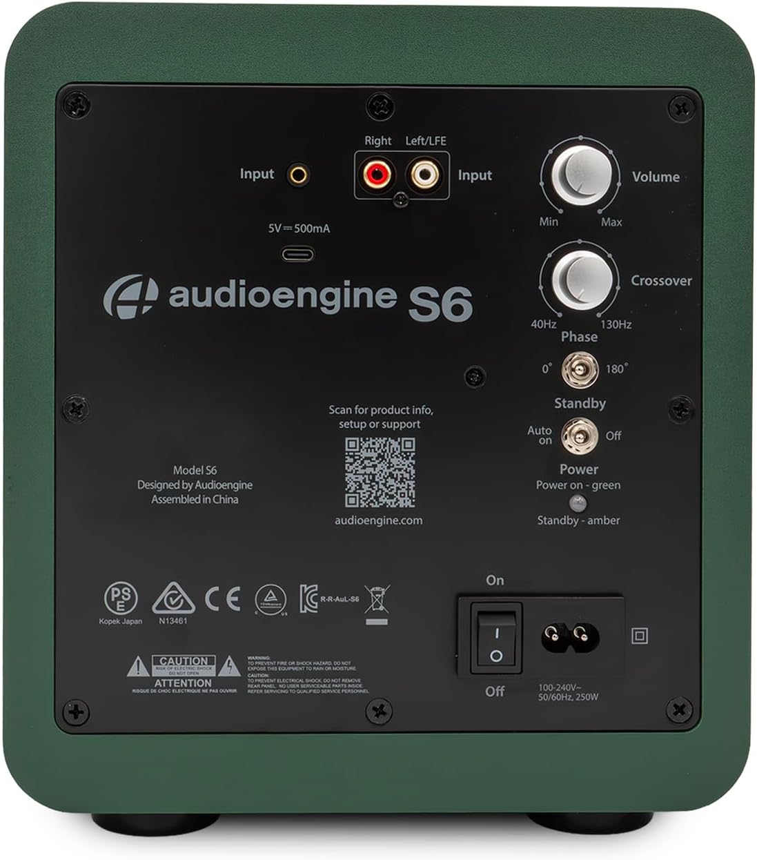 Audioengine S6 Powered Subwoofer - Mini 6 Inch 210 Watt Front-Firing TV Speaker for Music and Movie Lovers