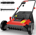 EWORK Electric Dethatcher and Scarifier 14-Inch 12 Amp 2-in-1 Lawn Dethatcher and Aerator with Collection Bag, Blade Replacement Without Tool, 5-Position Depth Adjustment for Gardening Care