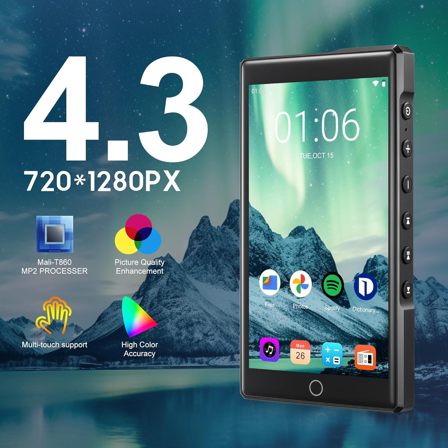 144GB Smart MP3 Player with Bluetooth and WiFi,KeenPlus MP4 4.3" Touch Screen and Android 13 Supports Latest Apps & Browsing,Pre-Installed Spotify,Amazon Music & Mainstream Apps,Parental Controls