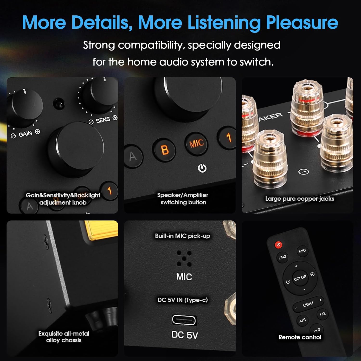 Douk Audio VU3 PRO Dual Analog VU Meter, 2-Way Amplifier Switch, Speaker Selector, Amp Audio Switcher Box 2-IN-2-OUT with DB Panel Display