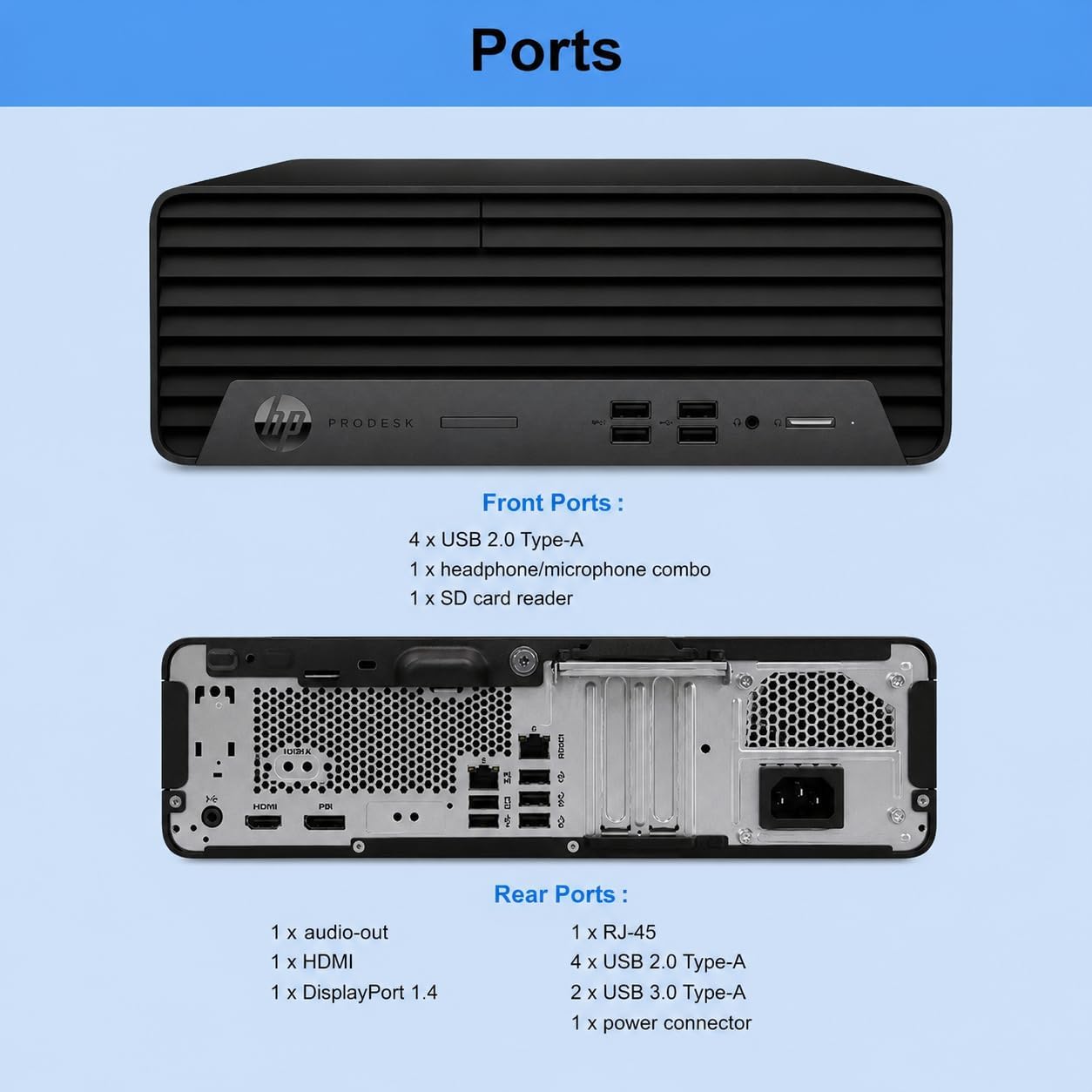 HP ProDesk 400 SFF Business Desktop Computer, Intel CPU, 16GB RAM, 1TB HDD + 256GB PCIe SSD, Dual 4K Display Support, Type-C, DisplayPorts, Wi-Fi, HDMI, Wire Keyboard & Mouse, Windows 11 Pro