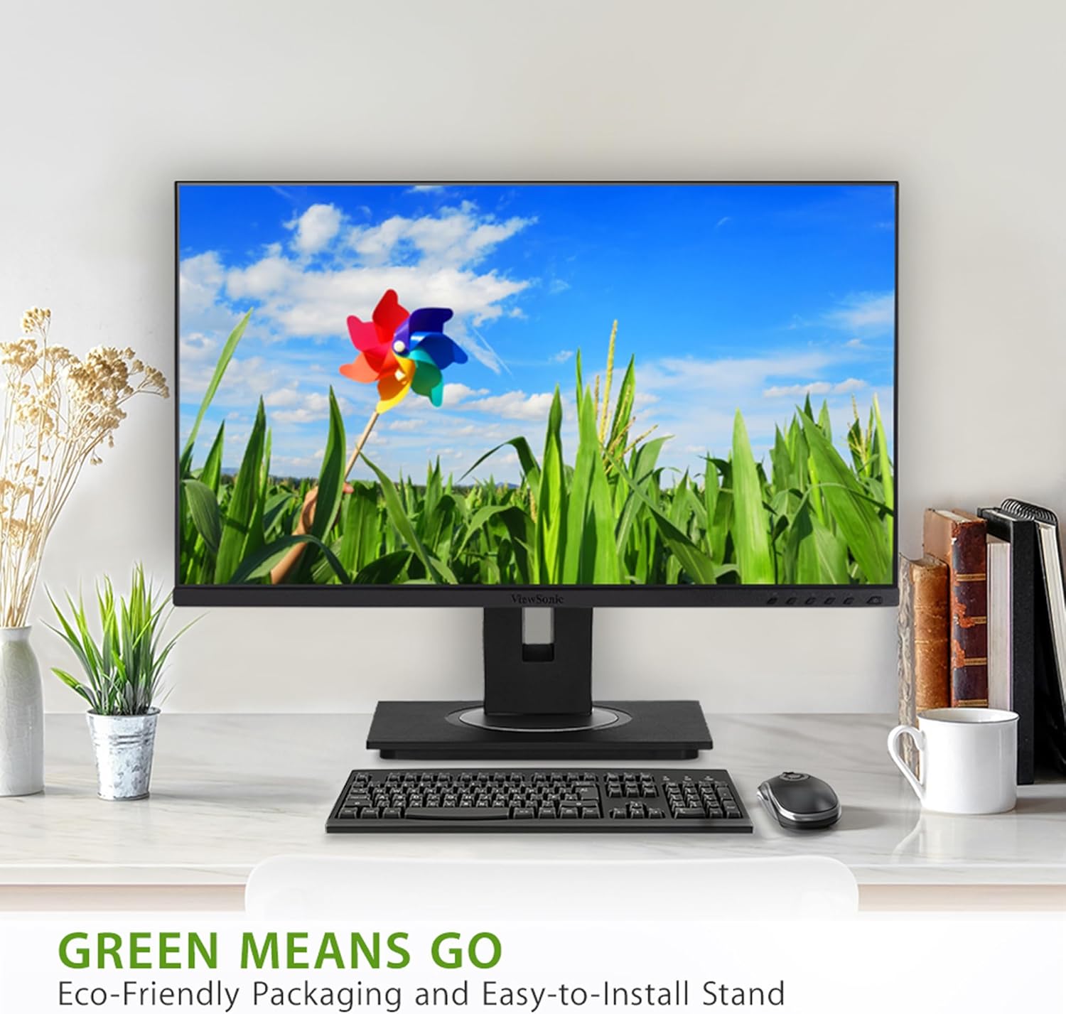 ViewSonic VG2448A 24 Inch 1080p Monitor, IPS Display with Ultra-Thin Bezels for Smooth Home and Office Productivity, Advanced Ergonomics, HDMI, DisplayPort, USB, and VGA Inputs