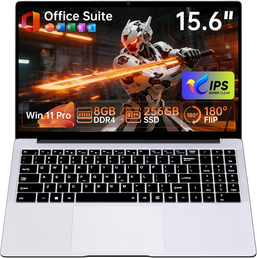 15.6" Laptop Computer Win 11 Office Suite FHD IPS sRGB Notebook 2.4G&5G WiFi BT 4.2 HDMI USB 3.0 5000mAh Battery for Home Student Business (8G+256G,N4000)
