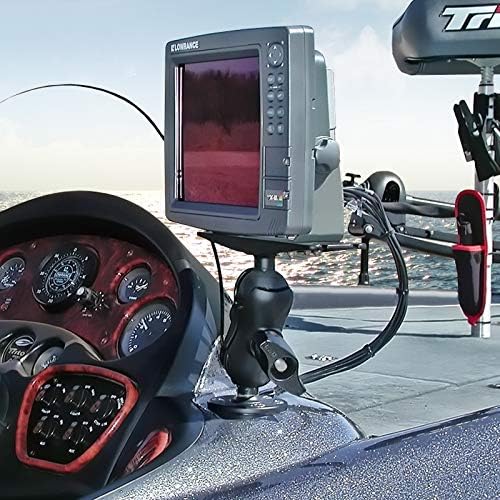 RAM Mounts Heavy-Duty Marine Electronics Mount, D Size 2.25" Ball with Short Arm, Drill-Down Mount for Fish Finders & Chartplotters, 11" x 3" Plate RAM-D-111U-C