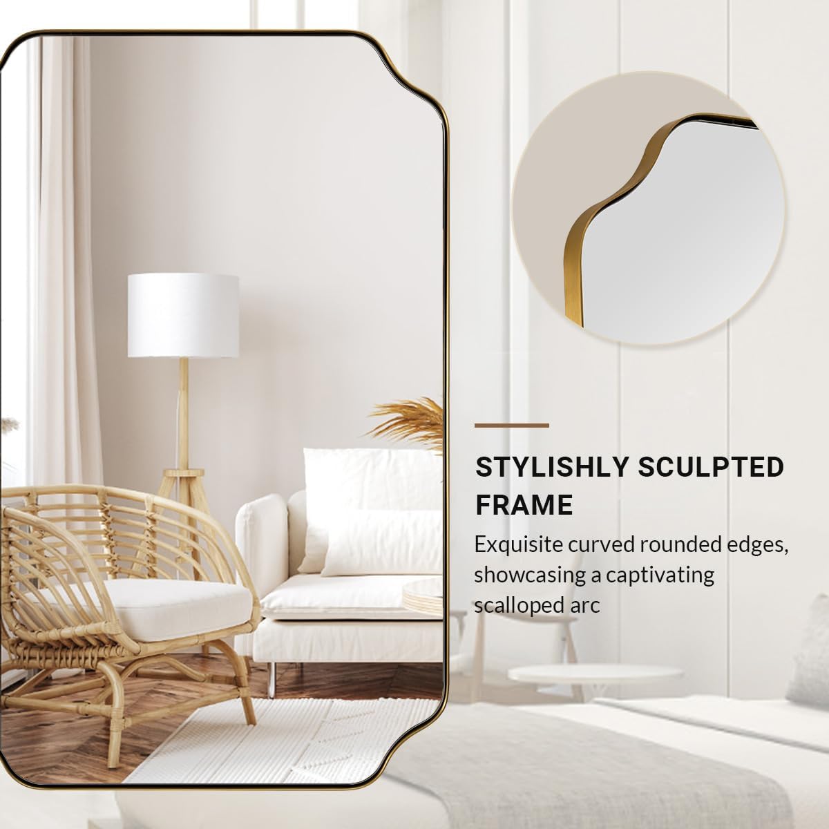 ANDY STAR Brushed Gold Mirror, 24"x32" Bathroom Vanity Mirror, Unique Rectangular Bathroom Mirror with Stainless Steel Metal Framed, Wall Mounted Decorative Mirror (Horizontal/Vertical)