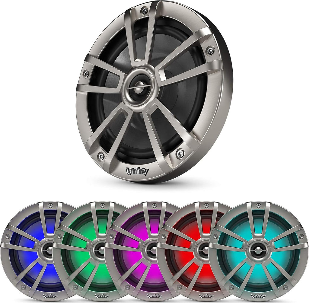 Great 16-25' Bay Boat Audio System: Bluetooth Stereo Radio Digital Media Marine Receiver Bundle Combo with 4x 6.5" 225W Peak OEM Replacement Waterproof Titanium RGB LED Speakers, Speaker Wire, Antenna