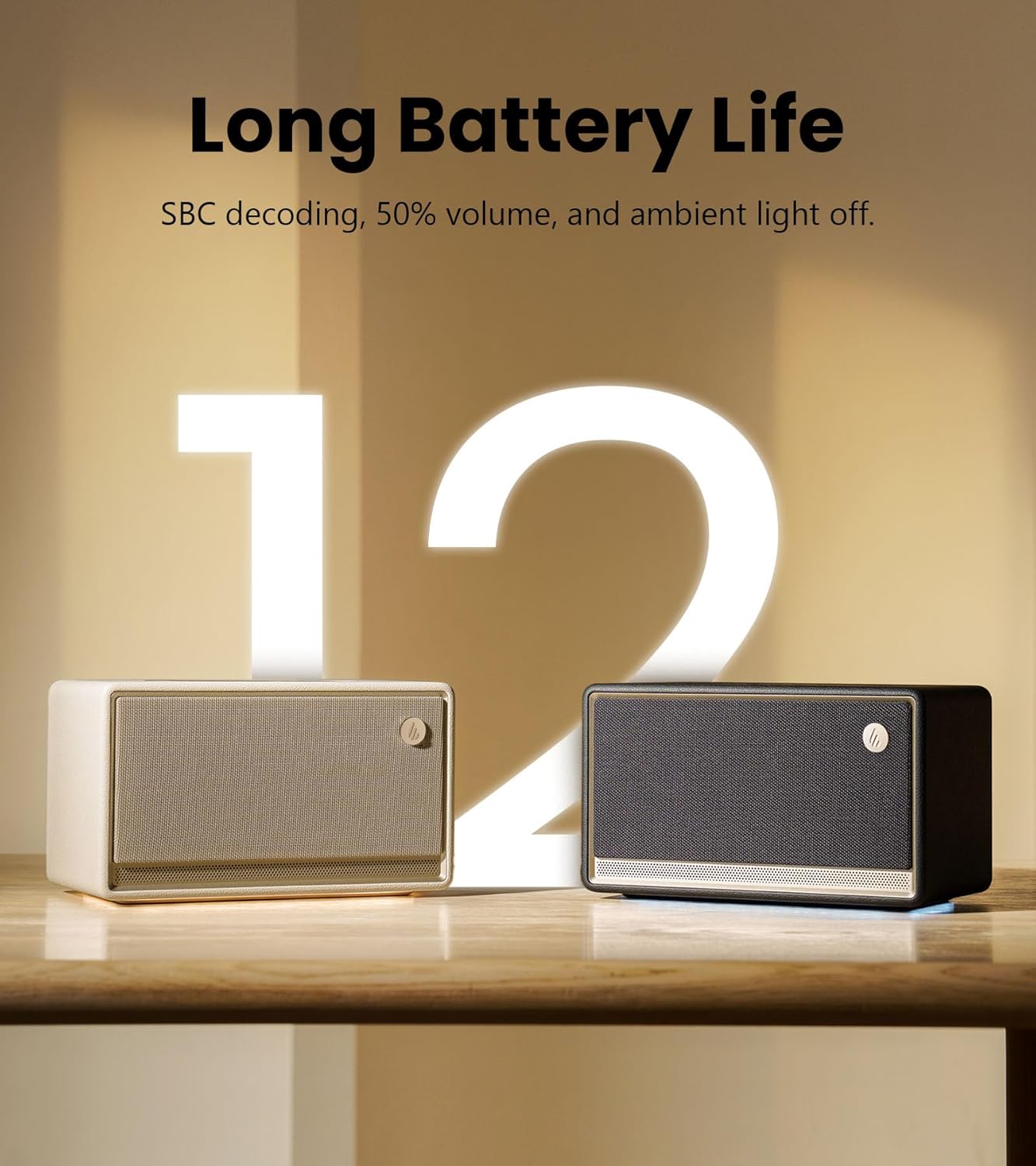 Edifier ES300 Tabletop Wireless Speaker, Hi-Res Audio Bluetooth 5.3 & 12H Long Playtime, Crystal Clear Sound Multiple Connectivity for Home Office Outdoor Desktop (Ivory)