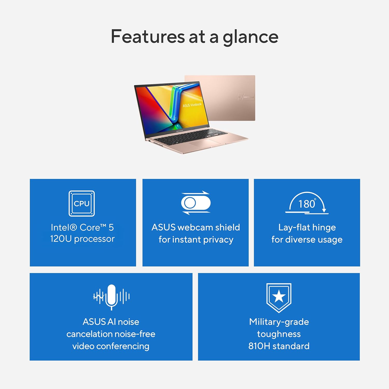 ASUS Vivobook 15 Laptop - 15.6” FHD Touchscreen - Intel® Core™ 5 120U - 16GB RAM - 512GB SSD - Windows 11 Home - Terra Cotta - F1504VAP-AB56-PK
